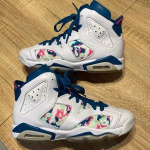 Jordan 6 Retro Big Kids Sz 5Y White Laser Fuchsia